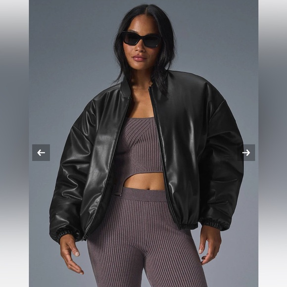 ALO Yoga Premier Bomber Jacket Black size Small - Picture 2 of 16